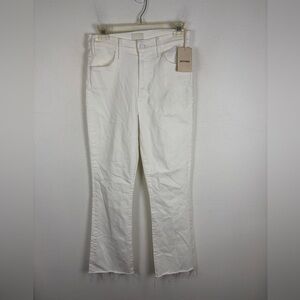 Mother The Hustler Ankle Fray White Jeans Women’s 28 Cotton Blend pant NWT